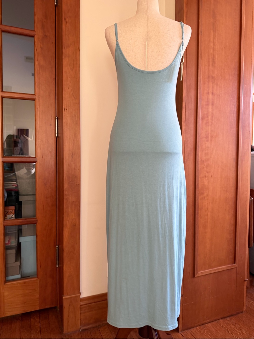 OGL Light Seafoam Slip Maxi Dress with Spaghetti Straps - Picture 2 of 3